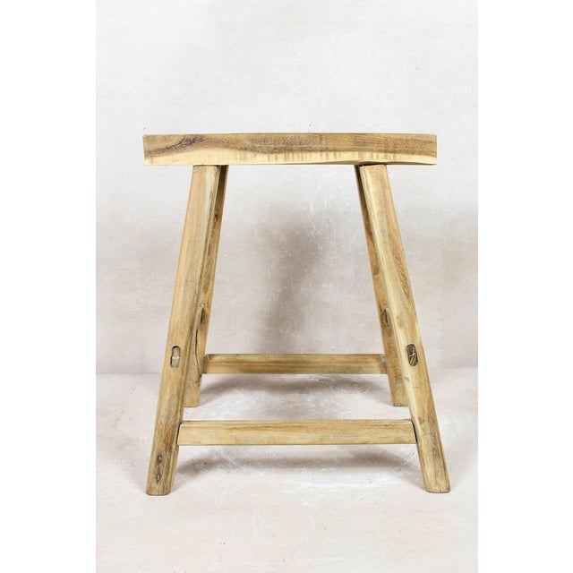 Vintage Rustic Stool in Elm For Sale - Image 5 of 5