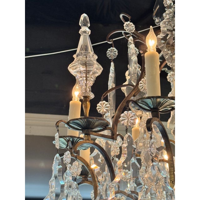 19th Century 19th C. French Louis XV Bronze and Crystal Chandelier For Sale - Image 5 of 10