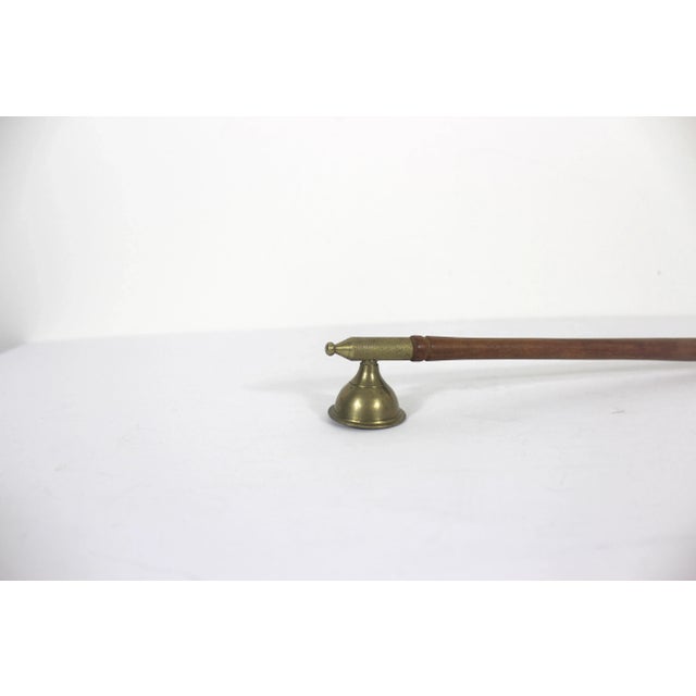 Antique Brass and Wood Candle Snuffer With Match Striker Long Handle For Sale - Image 4 of 10