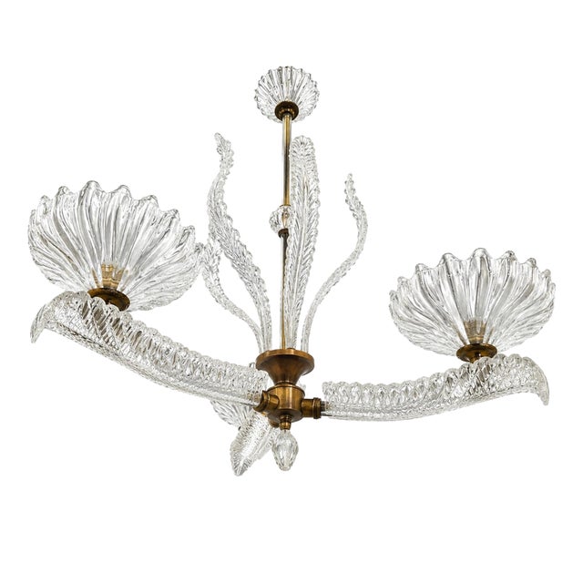 Italian Art Deco Murano Glass Chandelier by Ercole Barovier, 1940 For Sale