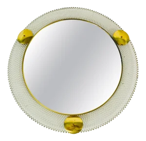 Mid-Century Italian Round Metal and Brass Mirror, Italy