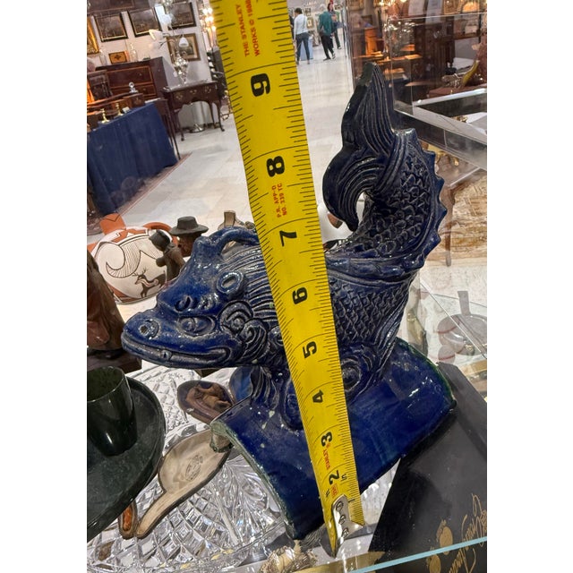 Ceramic Antique Chinese Glazed Ceramic Roof Tile Fish Guardian Qing Dynasty 9in For Sale - Image 7 of 7