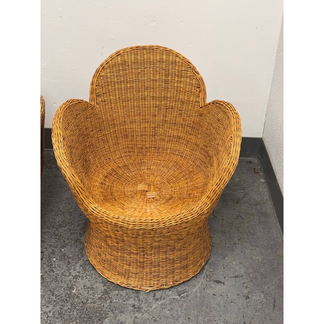 Floral Vintage Boho Style Wicker Lounge Chairs, Pair For Sale - Image 11 of 12