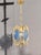 1960s Ceiling Light Vintage French Brass Blue Glass Chandelier For Sale - Image 10 of 14