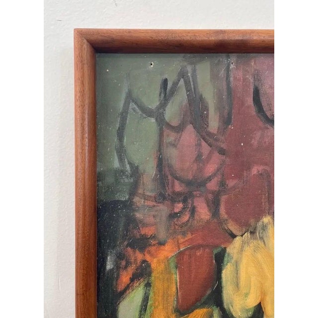 Vintage Mid-Century Modern Abstract Floral Painting by E. Sundt, Signed '57 For Sale In Seattle - Image 6 of 10