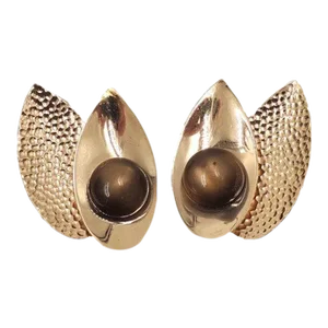 Vintage Napier Modernist Brown Moonglow Leaves Clip Earrings - 2 Pieces