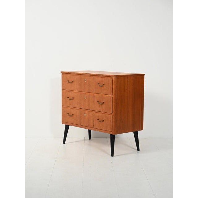 Scandinavian Teak Chest of Drawers with Black Legs, 1950s For Sale - Image 4 of 10