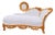 1970s Artisan Louis XVI Gold Beech Leather Chaise For Sale