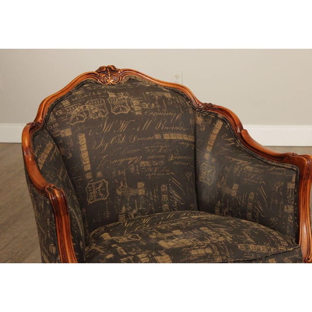 1930's French Louis XV Style Carved Barrel Bergere Armchair For Sale - Image 11 of 12