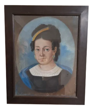 German Artist, Portrait of Wilhelmina Rische, 1860s, Gouache on Paper, Framed