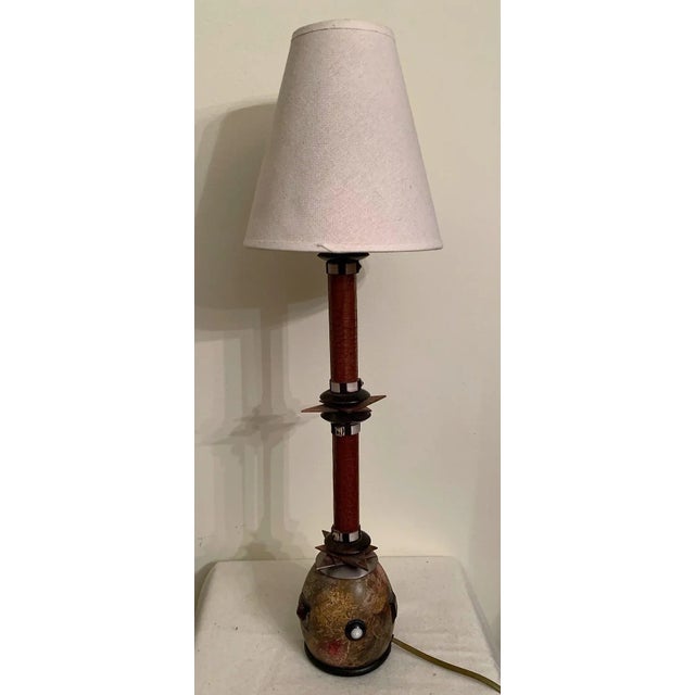 Brown French Table Lamp by Helene Angeli, 1980s For Sale - Image 8 of 8
