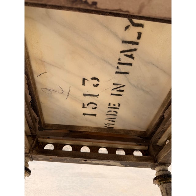 Wood A Pair of Mid Century French-Style Mahogany and Marble-Topped End Tables For Sale - Image 7 of 12