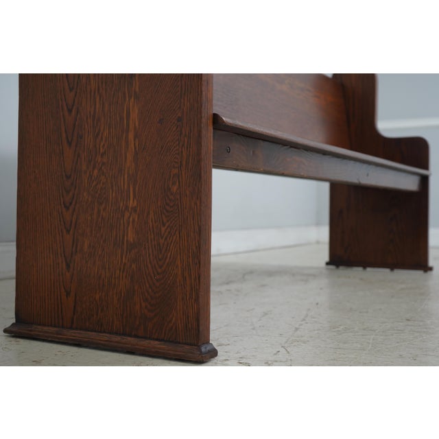 19th Century Antique Approx. 6 Ft Solid Oak Church Pew For Sale - Image 5 of 18