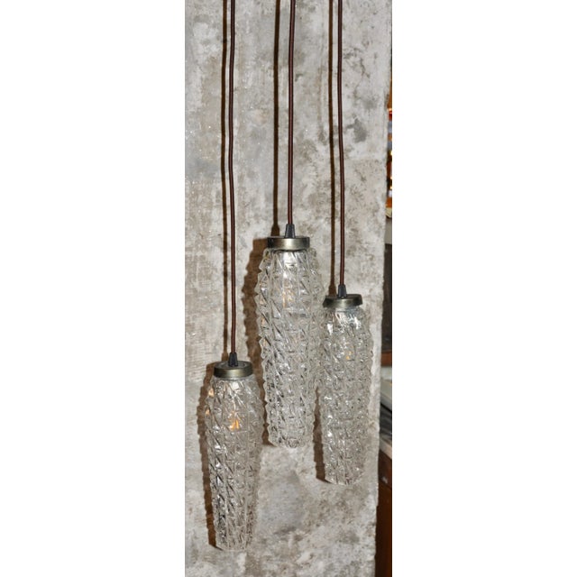 Glass Cascading Ceiling Lamp with 3 Shades, 1960s For Sale - Image 7 of 16
