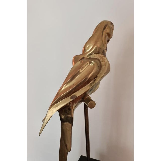 Black Hollywood Regency Brass Parrot Sculpture, 1970s For Sale - Image 8 of 18