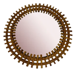 Vintage Round Italian Bamboo Mirror, 1960s