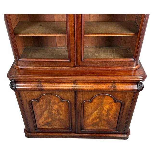 Brown Antique English Mahogany Bookcase, 1800s For Sale - Image 8 of 15