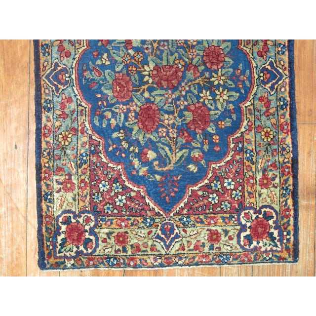 An early 20th century Persian Lavar Kerman traditional mat size rug. Measures: 1'6" x 2'4" The province and city of Kerman...