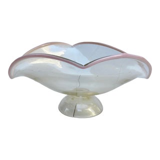 Murano Footed Center Bowl With Gold Flakes For Sale