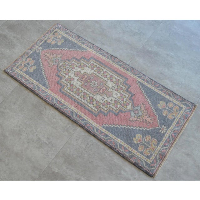 Hand Knotted Door Mat, Entryway Rug, Bath Mat, Kitchen Decor, Small Rug, Laundry Decor Dimensions: 20.66" x 45.27" or 1 ft...