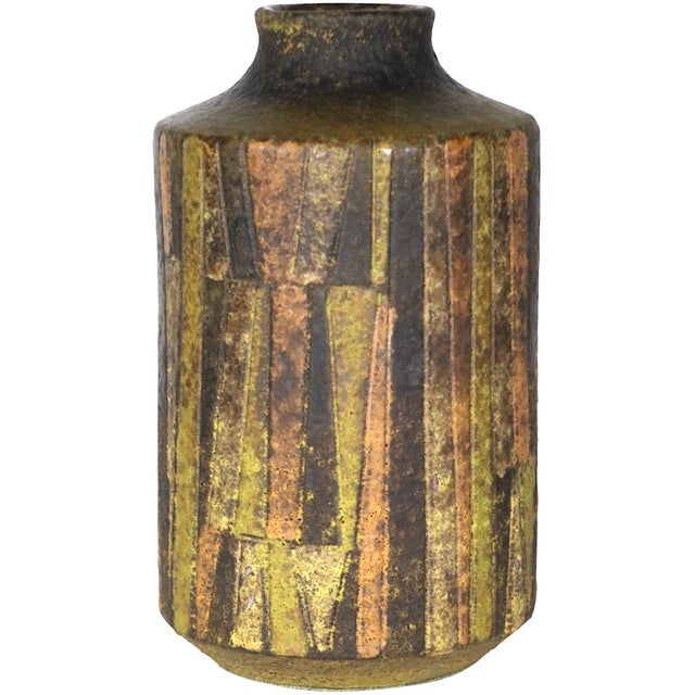 Mid Century Pottery Vase Made in Italy Att. To Rossini After Bitossi Raymor For Sale - Image 11 of 12