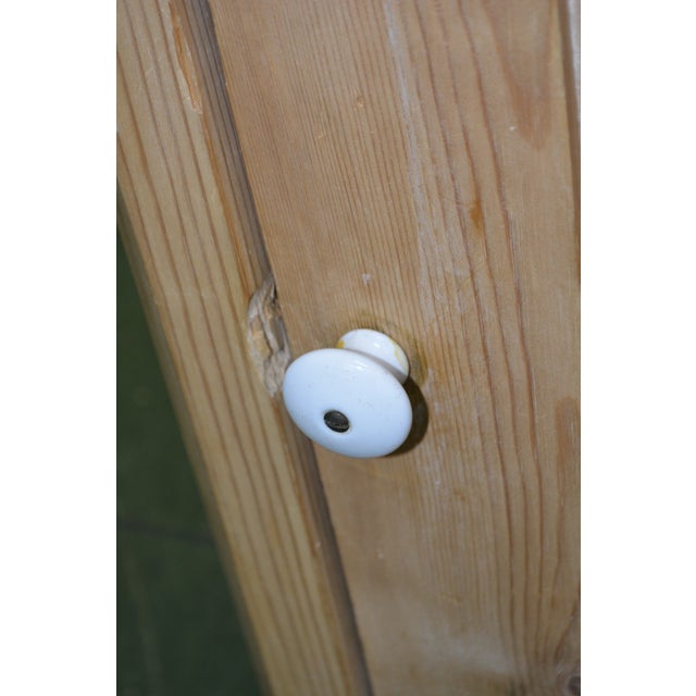Vintage Rustic Scrubbed Pine Washstand Cupboard W/ Grey & White Marble Top For Sale - Image 10 of 18