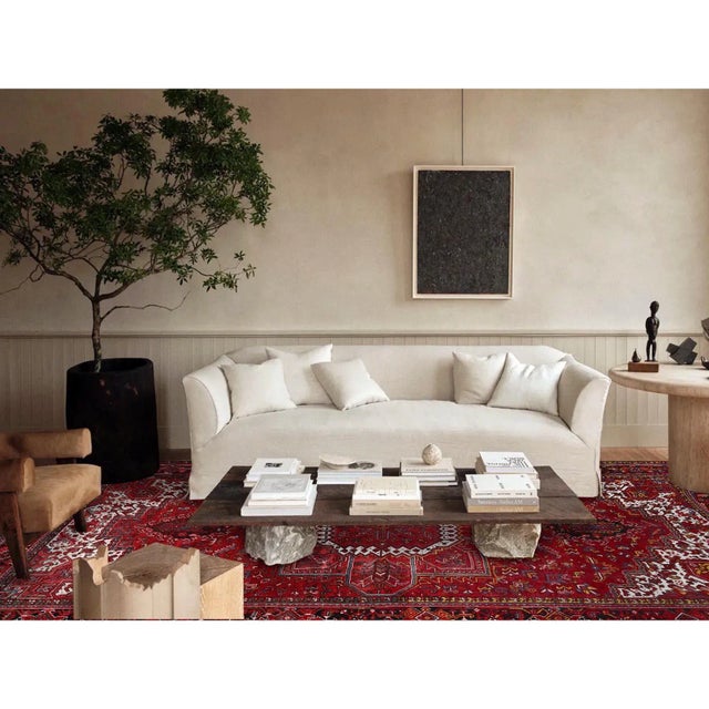 1960s 1960 10'2"x13'8" Penn Red Hand Knotted Clean All Wool Worn Down Vintage Persian Rug For Sale - Image 5 of 12