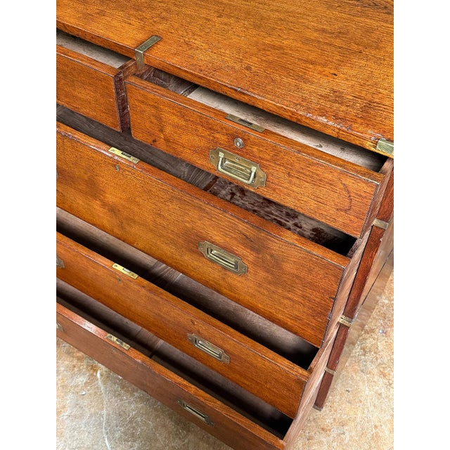 British Military Officer's Campaign Chest or Dresser of Brass-Bound Teak For Sale In Austin - Image 6 of 14