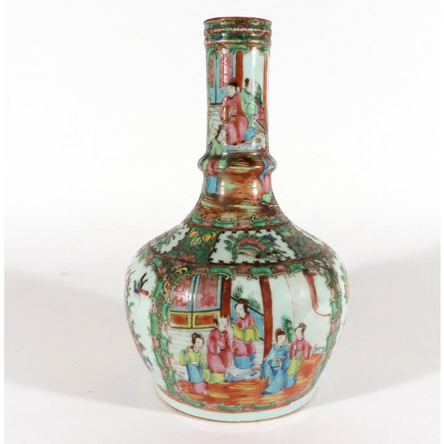 Chinese Export Porcelain Bottle-Form Rose Medallion Vases For Sale - Image 14 of 18