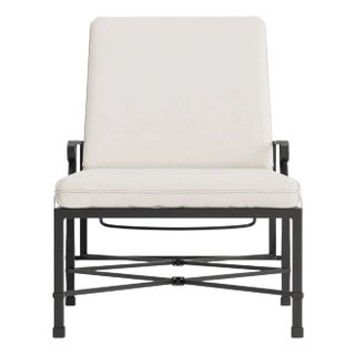 Brown Jordan Venetian Adjustable Chaise With Wheels, Textured Pewter frame with Fusion Natural fabric For Sale