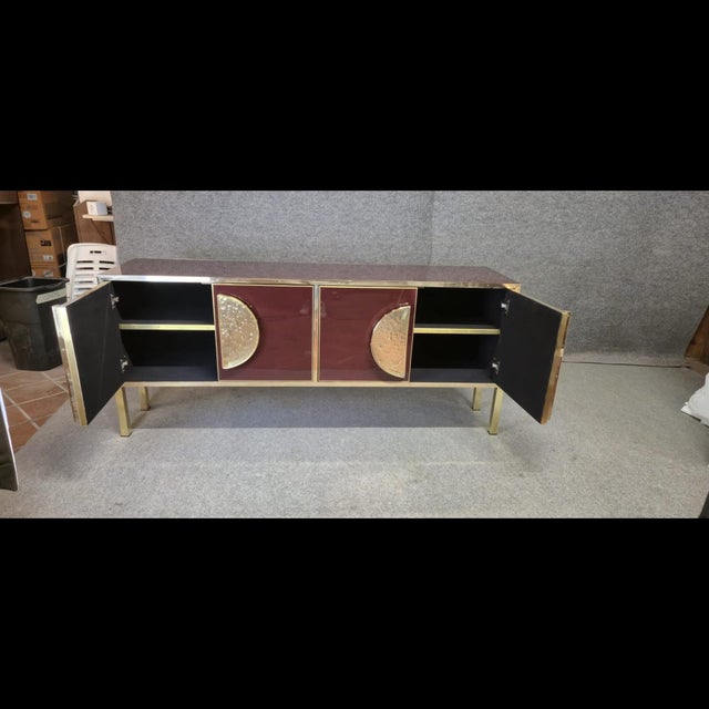 Contemporary Justfurnituress Sideboard in Birch Wood and Red Glass from Justfurnituress SRL For Sale - Image 3 of 16