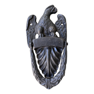 Antique Cast Iron Eagle Door Knocker With Shield & Laurel Motif