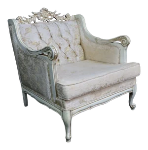 Louis XV Style Cream Carved Club Chair