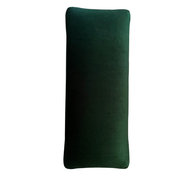 Mid-Century Modern Vintage Mid-Century Modern Emerald Green Velvet Upholstered Walnut Bench For Sale - Image 3 of 6