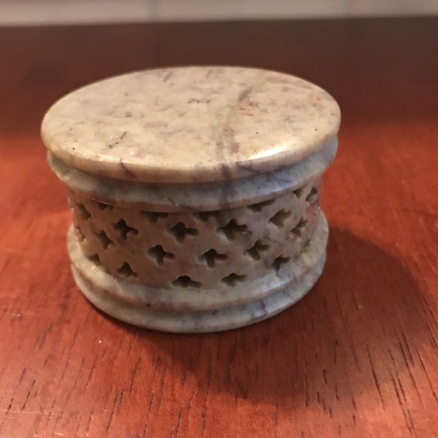 Soapstone Trinket Box with Floral Inlay Chairish