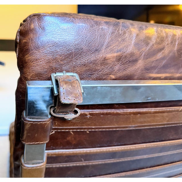 Restoration Hardware Leather Oviedo Chaise Lounge Chair in Vintage Cigar Leather With Chrome Base For Sale - Image 16 of 17