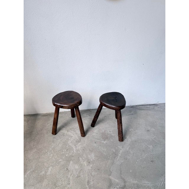 Oak Tripod Stools, 1950s, Set of 2 For Sale - Image 3 of 18