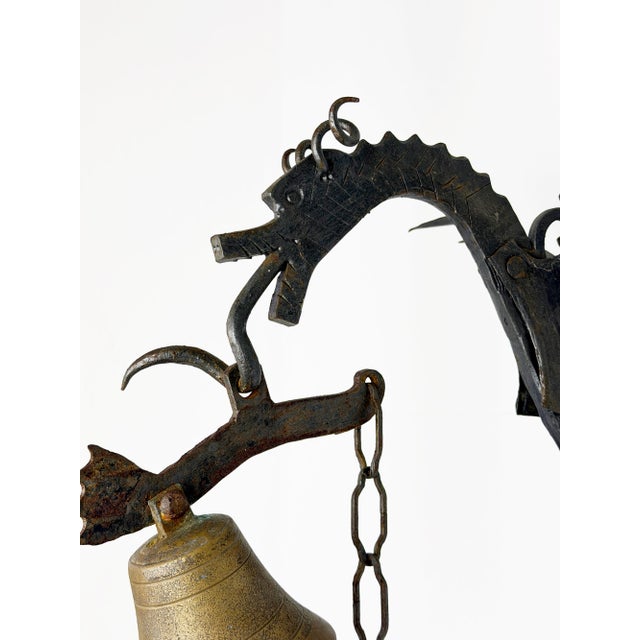 Vintage Gothic Style Wrought Iron Wall-Mounted Dragon Doorbell, 1950s For Sale - Image 4 of 15