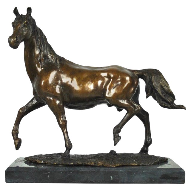 20th Century Bronze Horse on a Marble Base For Sale