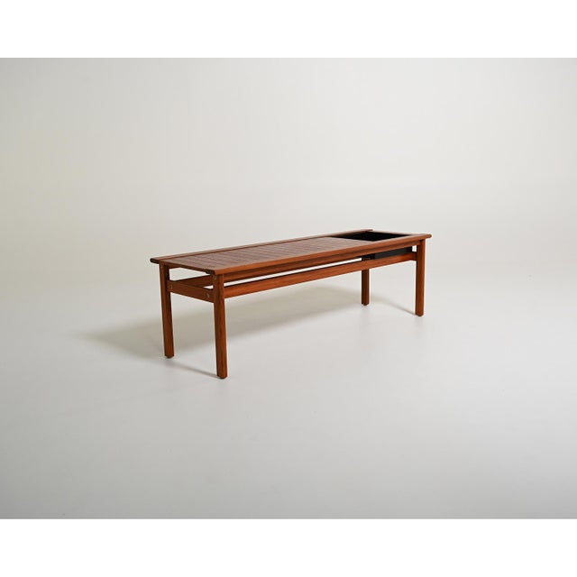 Brown Scandinavian Teak Bench with Planter, 1960s For Sale - Image 8 of 8