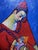 Oil Painting Girl in Red With a Fan Victor Konotopsky For Sale - Image 4 of 9