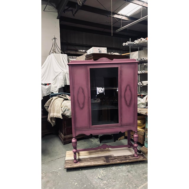 Vintage Romantic Petite Hutch From the 1930s Custom Painted a Beautiful Dusty Pink For Sale - Image 11 of 11