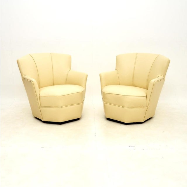 Vintage Art Deco Lounge Chairs in Leather, 1930, Set of 2 For Sale - Image 6 of 6