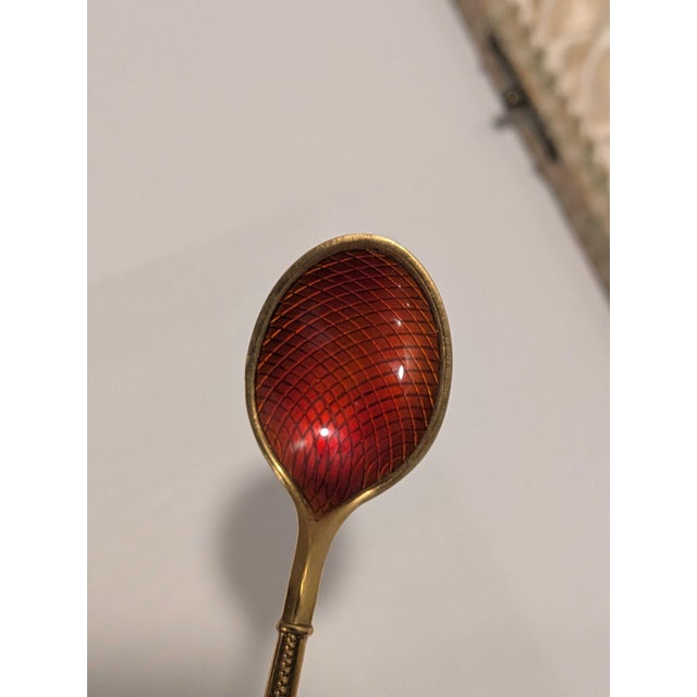 Mid 20th Century A. Michelsen Sterling Silver & Guilloche Enamel Demitasse Spoon Set - 6pcs For Sale - Image 6 of 11