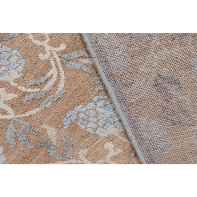 Textile Rug & Kilim’s Modern Block Print Runner Rug in Brown with Blue Floral Patterns - 3x6 For Sale - Image 7 of 7