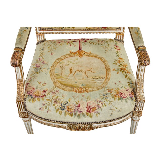 Antique Louis Philippe Tapestry Gilt Salon Suite, 1830, Set of 5 For Sale - Image 11 of 18
