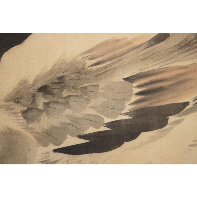 "Duck", Showa Era Japanese Monochrome Watercolor Scroll Painting For Sale In Dallas - Image 6 of 14