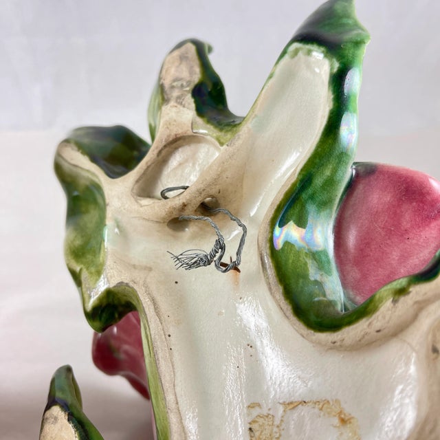 French Fives-Lille De Bruyn Morning Glory & Butterfly Wall Pockets, 1890, a Pair For Sale - Image 12 of 12