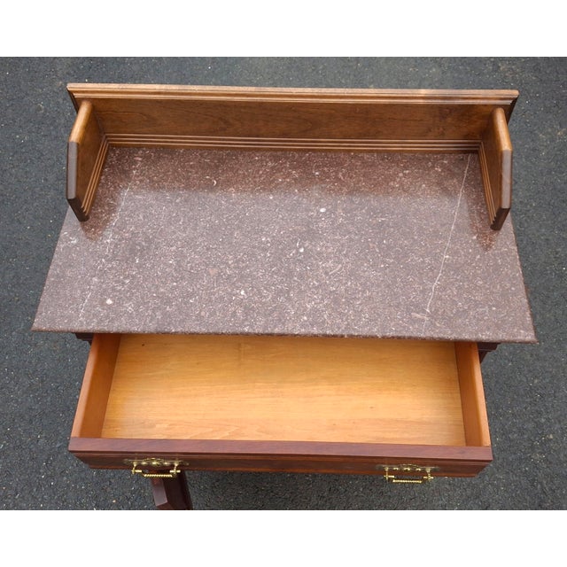 Early 20th Century Victorian Renaissance Revival Style Mahogany and Marble Top Side Cabinet For Sale - Image 11 of 12