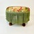 1960s Vintage English Garden Roses Linen & Sage Fringe 3-Legged Footstool, Newly Re-Upholstered For Sale - Image 6 of 13